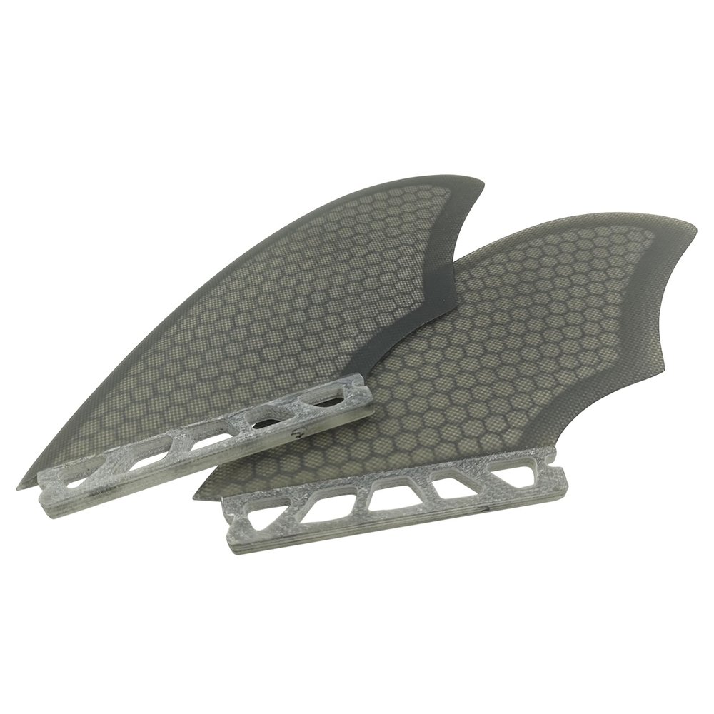 UPSURF Fiberglass Honeycomb Keel fin Twin Keel Fin K2 Black/White surboard fin (Black Single tab)