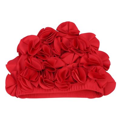 Flower Swim cover Floral Swim cover hat Bathing Swimming Shower cover Comfortable Nylon Cloth Swimming hat s For Outdoor Swimming(Red)