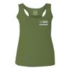 0084. American Flag Thin Blue Line Police Lives Matter Support Patriotic NY Sheriff Women's Tank Top Racerback (Olive, Large) view 1