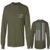 0084. American Flag Thin Blue Line Police Lives Matter Support Patriotic NY Sheriff Men's Long Sleeve t Shirt (Olive, Large) view 1
