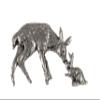 Deer with Rabbit Pin, Pewter, M024, 2 Inches, Handmade in the USA, Realistic, Deer, Rabbit, Metal, Hat Pin, Lapel Pins, Brooch, Gift, Over 3100 Wildlife Designs. view 1