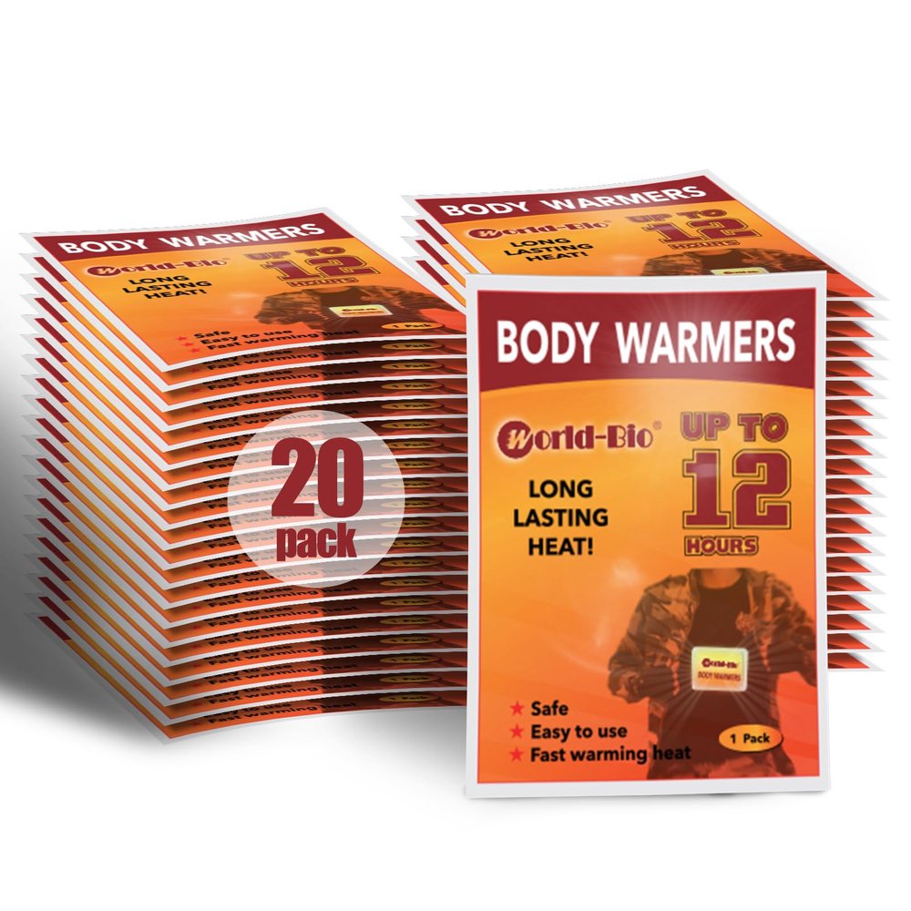 MR.ICE 20 Packs Body Warmers Large Pads with Adhesive Backing Gives 12 Hours Warm (5.1''3.7'') for Women Men Kids, Big Heat Sticker for Camping Hiking