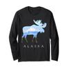 Alaskan Moose with Mountain & Flowers Souvenir LONG SLEEVE Long Sleeve T-Shirt view 1