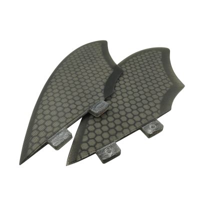 UPSURF Fiberglass Honeycomb Keel Twin Keel Fin K2 Black/White Surfboard Fin (Black Double Tab)