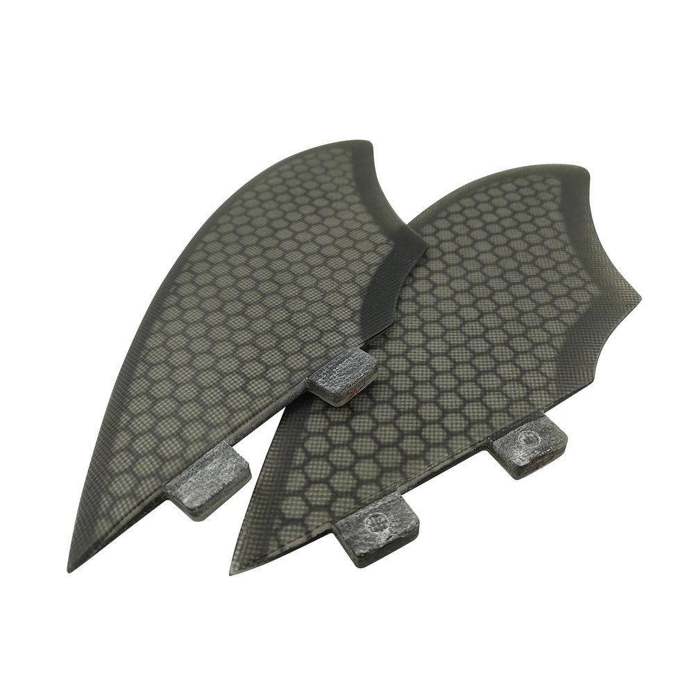 UPSURF Fiberglass Honeycomb Keel Twin Keel Fin K2 Black/White Surfboard Fin (Black Double Tab)