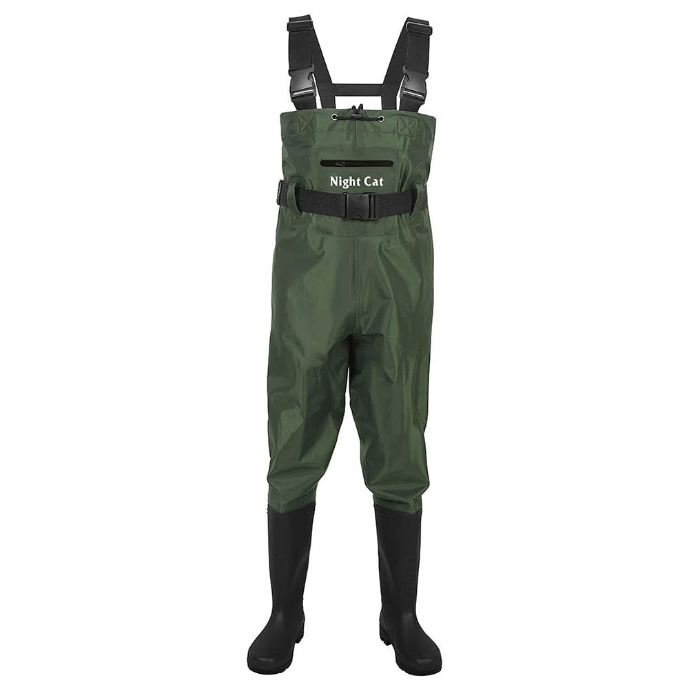 Night Cat Fishing Wader for Men Women Waterproof Hunting Chest Wader with Boots Belt Breathable Lightweight Green Size 8