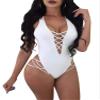LAGSHIAN Womens Sexy One Piece Lace Up Straps Swimsuit Bathing Suit Swimwear White view 1
