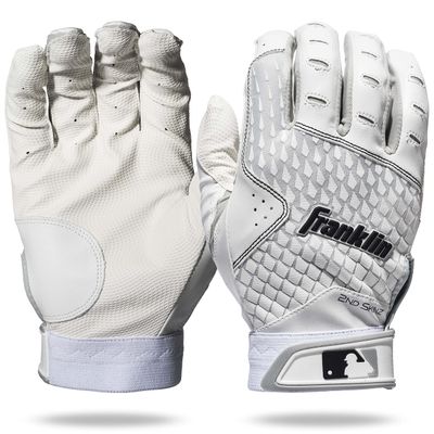 Franklin Sports MLB Batting Gloves - 2nd Skinz Baseball + Softball Batting Gloves - Adult + Youth Premium Leather Pair - White - Youth XX Small