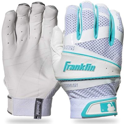 Franklin Sports Fastpitch Freeflex Series Batting Gloves - White/Tiffany Blue - Women's X-Large
