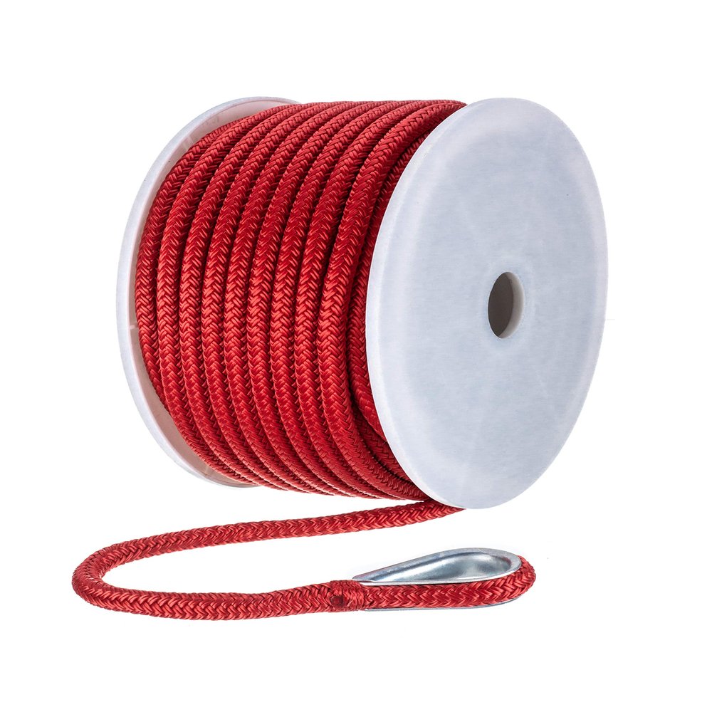 Seachoice Boat Anchor Rope, Double-Braid, Nylon, Achor Line, 3/8 in. X 100 Ft., Red