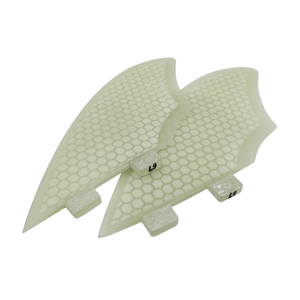UPSURF Fiberglass Honeycomb Keel Twin Keel Fin K2 Black/White Surfboard Fin (White Double Tab)