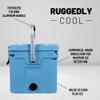 CAMP-ZERO 21 Quart Rotomolded Hard Cooler - Insulated Ice Chest with 4 Cup Holders - Bear-Proof Travel Ice Box for Beverage, Drink, BBQ, Fishing, Camping, Outdoor, Sky Blue view 2