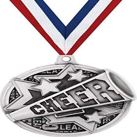 Crown Awards Cheer Medals - 2" Kudos Cheerleading Megaphone Award Medals Silver - 10 Pack Prime