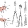 Caliber Gourmet Tactical Stainless Steel Folding Butterfly Knife Style Utensil Set | Fork, Spoon & Bottle Opener | Camping, Hiking, Kitchen, BBQ, Picnic Flatware | Unique Christmas Gift view 1