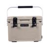 CAMP-ZERO 21 Quart Rotomolded Hard Cooler - Insulated Ice Chest with 4 Cup Holders - Bear-Proof Travel Ice Box for Beverage, Drink, BBQ, Fishing, Camping, Outdoor, Beige view 1