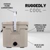 CAMP-ZERO 21 Quart Rotomolded Hard Cooler - Insulated Ice Chest with 4 Cup Holders - Bear-Proof Travel Ice Box for Beverage, Drink, BBQ, Fishing, Camping, Outdoor, Beige view 2