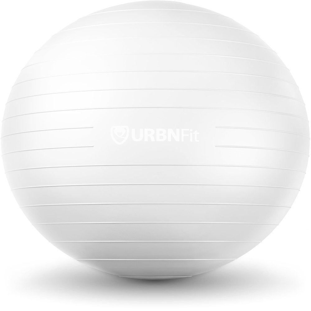 URBNFit Exercise Ball - Yoga Ball in Multiple Sizes for Yoga, Pilates, Pregnancy, Stability - Anti-Burst Swiss Balance Ball w/Quick Pump  Office Ball Chair for Home and Gym  34 Inch - White