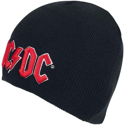 AC/DC Men's Red 3D Logo Beanie Black