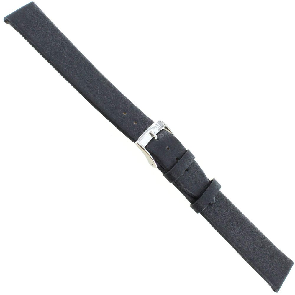 18mm Morellato Genuine Calfskin Leather Unstitched Flat Black Watch Band XL 116