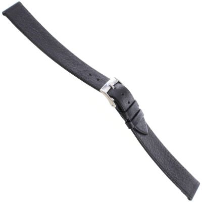 16mm Morellato Genuine Calfskin Leather Unstitched Flat Black Watch Band XL 116