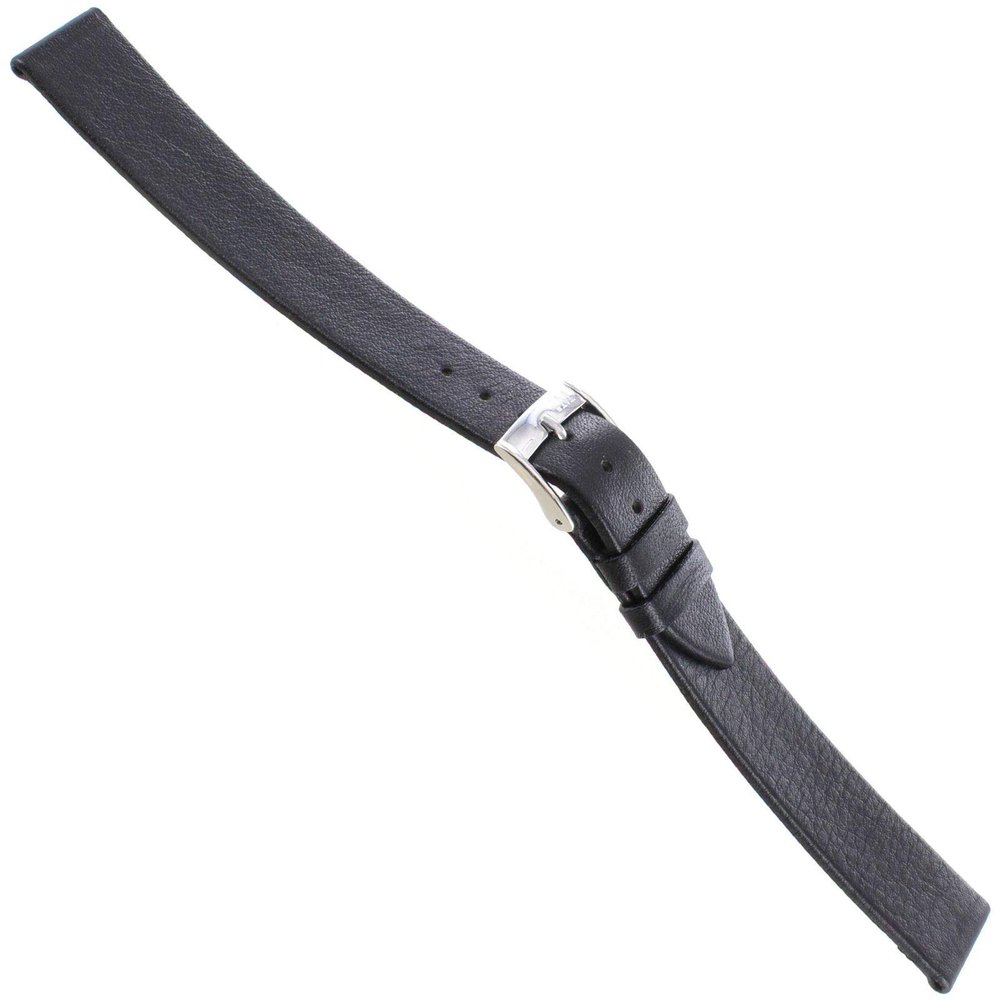 16mm Morellato Genuine Calfskin Leather Unstitched Flat Black Watch Band XL 116