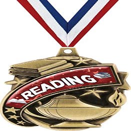 Crown Awards Reading Medals - 2" Kudos Read to Succeed Book Worm Award Medals Gold - 100 Pack Prime