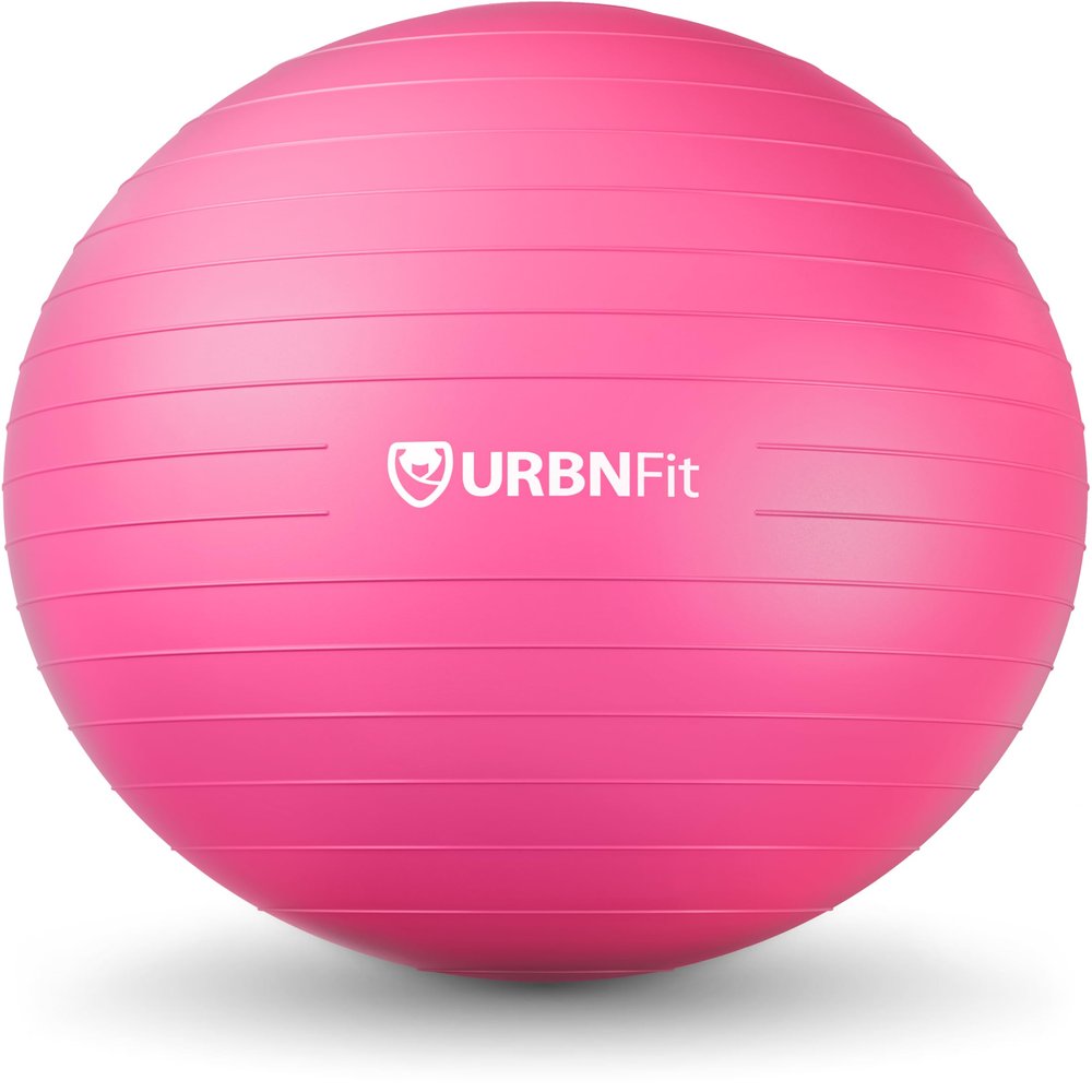 URBNFit Exercise Ball - Yoga Ball in Multiple Sizes for Yoga, Pilates, Pregnancy, Stability - Anti-Burst Swiss Balance Ball w/Quick Pump Office Ball Chair for Home and Gym 30 Inch - Pink
