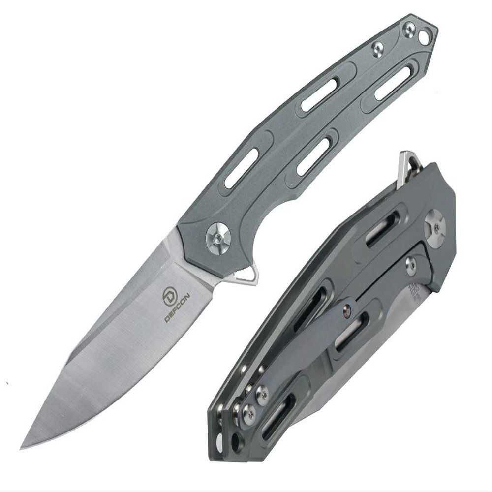 DEFCON Brand Jungle Knife Cutter 8.4" D2 Blade Titanium EDC Folding Pocket Knife (TF3334)