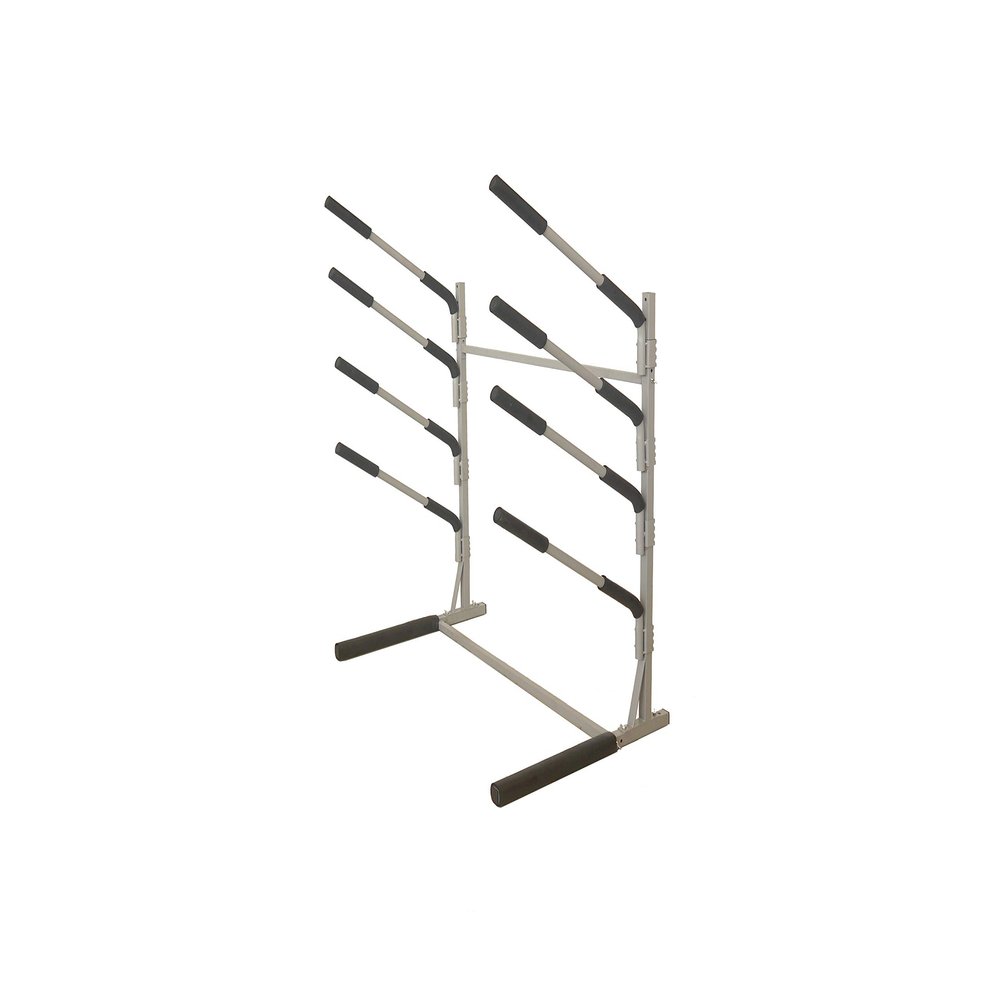 SPAREHAND Freestanding 4+1 Tier Paddle Board Storage Rack - TL-401B Freestanding SUP Organizer with Adjustable Cradle Arms - Tool-Free Assembly Suitable for Indoor & Outdoor Display Pebble Silver