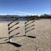 SPAREHAND Freestanding 4+1 Tier Paddle Board Storage Rack - TL-401B Freestanding SUP Organizer with Adjustable Cradle Arms - Tool-Free Assembly Suitable for Indoor & Outdoor Display Pebble Silver view 4