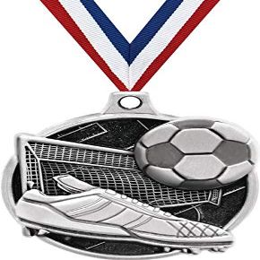1.5" Soccer Medal - Silver Soccer Challenger Award Medals 20 Pack