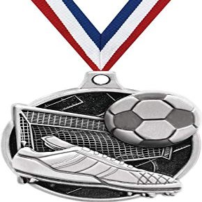 1.5" Soccer Medal - Silver Soccer Challenger Award Medals 20 Pack