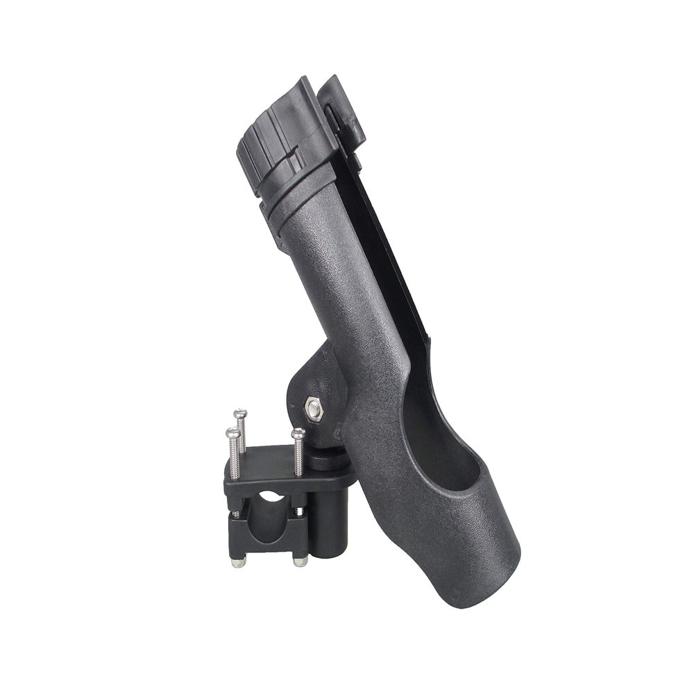 Pactrade Marine Boat Pontoon Mount Adjustable Fishing Rod Holder 1 1/4' Square 7/8'' - 1'' Round Rail Tube 180 Degree Set of 2