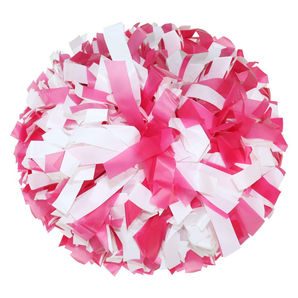 Danzcue 2 Pack 6 Inches Plastic Cheerleading Pom Pom with Baton Handle (Hot Pink-White, One Size)