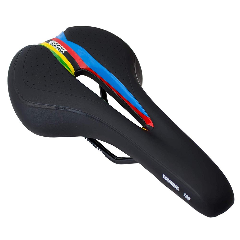 GORIX Bike Saddle Seat Comfortable Cushion with Rail Mountain Road Bicycle for Men and Women (GX-C19) (BlackRainbow)