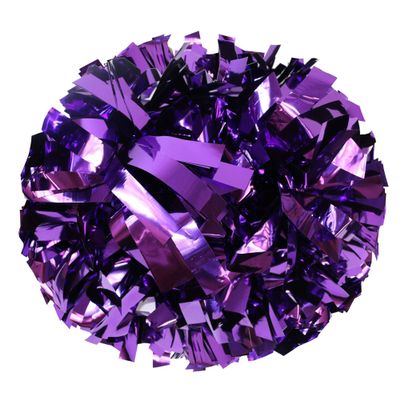 Danzcue 6 Inches Metallic Cheerleading Pom Pom with Baton Handle Pack of 2 (One Size, Purple)