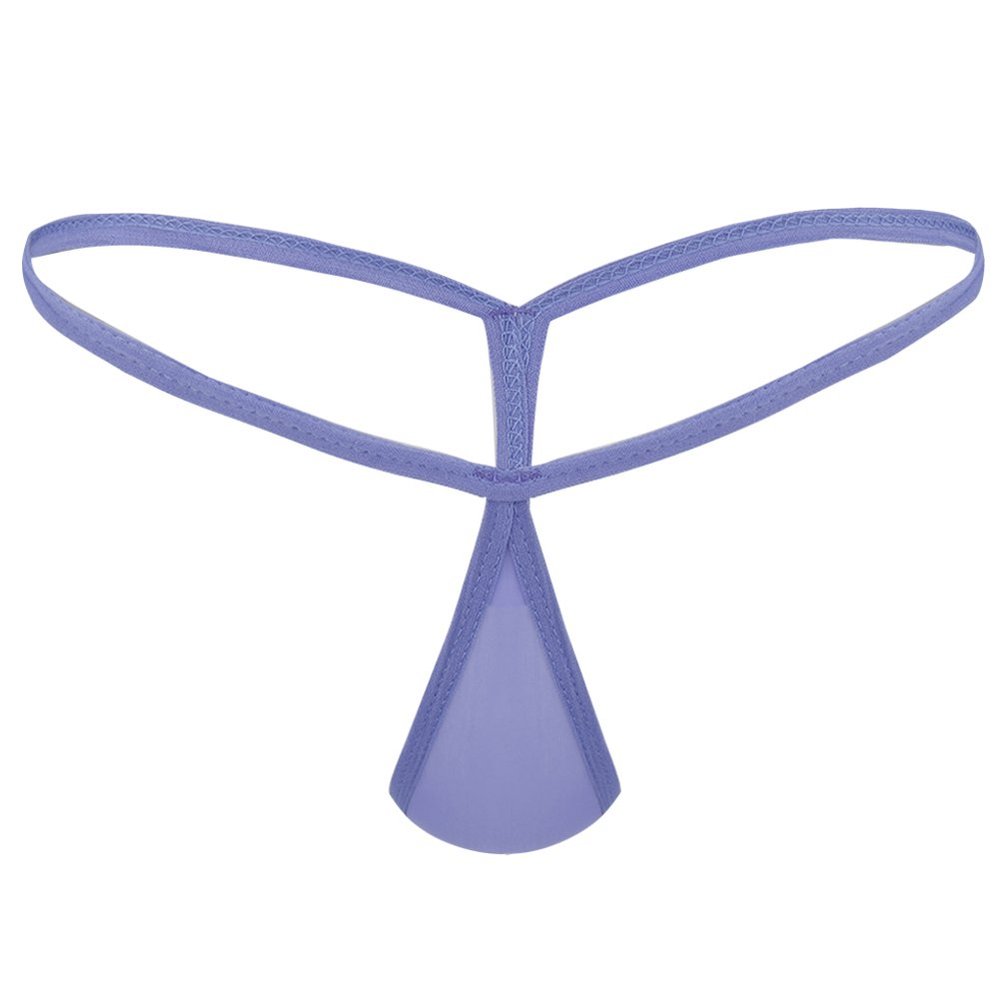 Agoky Women's Sexy Micro Thong Bikini Briefs Panties Bottoms Tear Drop Shaped Shorts Underwear Lavender One Size