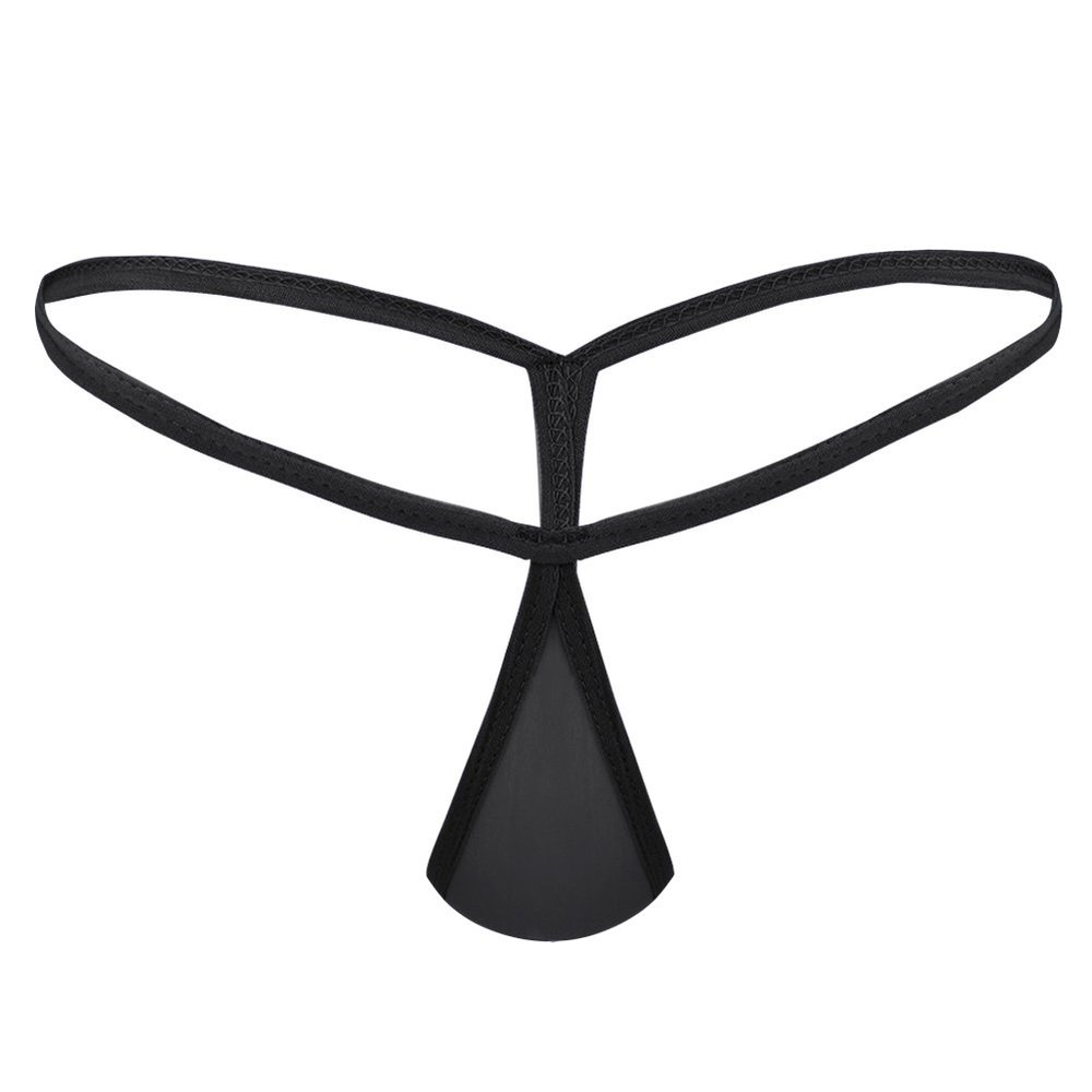 Agoky Women's Sexy Micro Thong Bikini Briefs Panties Bottoms Tear Drop Shaped Shorts Underwear Black One Size