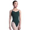 117141028 Girls Camisole Pinch Front And Low V Back Classic Elegant Ballet Leotards (M 165, Dark Green)