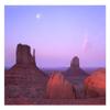 Global Gallery East and West Mittens, Buttes at Sunrise with Full Moon, Monument Valley, Arizona-Paper Art-26"x22" view 1