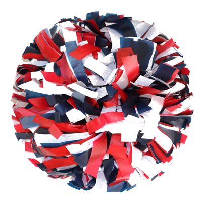 Danzcue 2 Pack 6 Inches Plastic Cheerleading Pom Pom with Baton Handle (Red-Navy-White, One Size)