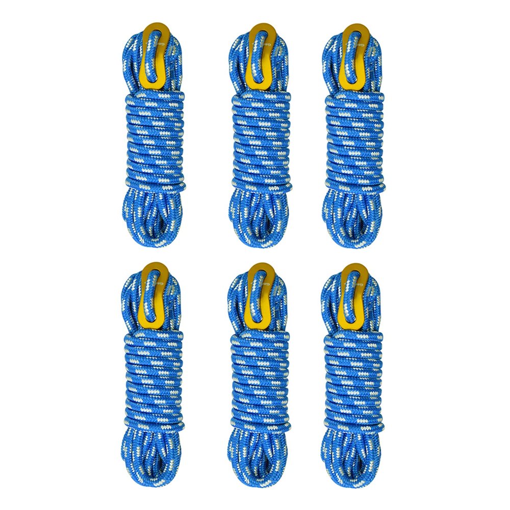 GEERTOP 6 Pack 5 mm Outdoor Guy Lines Tent Cords Lightweight Camping Rope with Aluminum Guylines Adjuster Tensioner for Camp Tent Tarp, Canopy Shelter, Hiking, Backpacking Blue