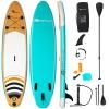 Goplus Inflatable Stand up Paddle Board, 6" Thick SUP with Premium Accessories, Adjustable Aluminum Paddle, Leash, Carry Bag, Hand Pump, Removable Fin (Mint Green, 10FT) view 1
