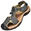 rismart Men's Closed Toe Hiking Sandals Adjustable Hook & Loop Straps Suede Leather Outdoor Trekking Shoes for Summer Walking (Deep Grey, 9) view 1