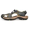 rismart Men's Closed Toe Hiking Sandals Adjustable Hook & Loop Straps Suede Leather Outdoor Trekking Shoes for Summer Walking (Deep Grey, 9) view 2