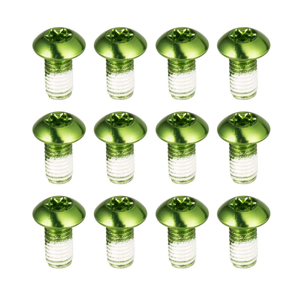 CNC 12 Pcs Bicycle Disc Brake Bolts MTB Rotor Bolts 6-Bolt M5x10mm Brake Bolts Mountain Bike,Green
