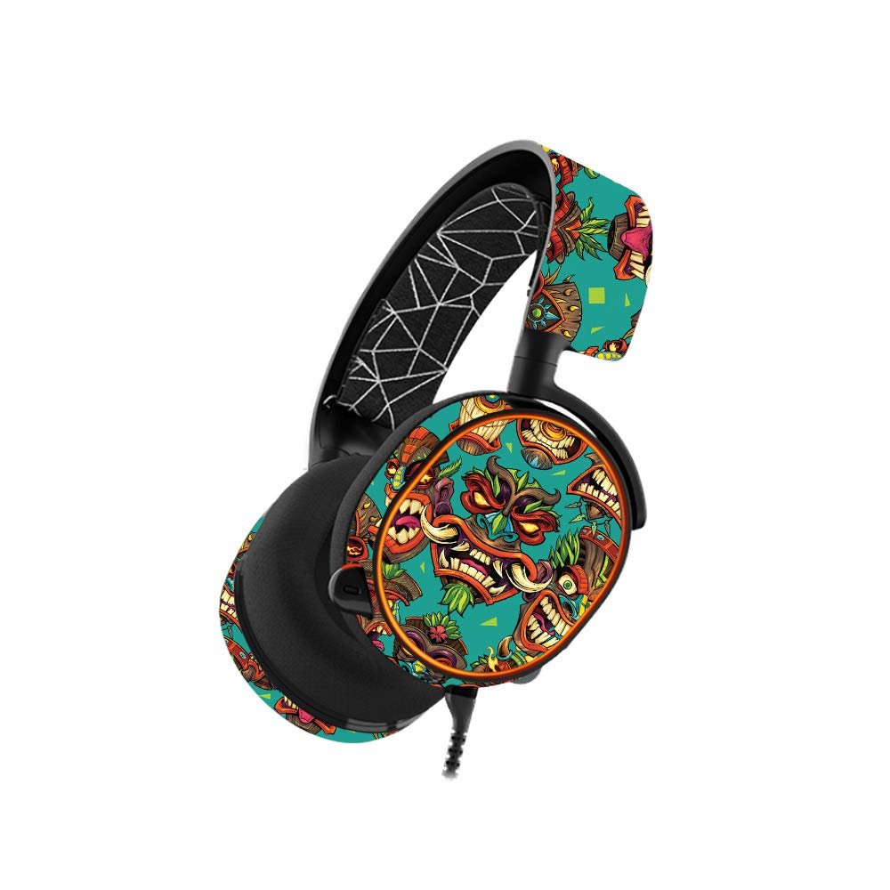 MightySkins Skin Compatible with SteelSeries Arctis 5 Gaming Headset - Crazy Tikis | Protective, Durable, and Unique Vinyl wrap Cover | Easy to Apply, Remove, and Change Styles | Made in The USA