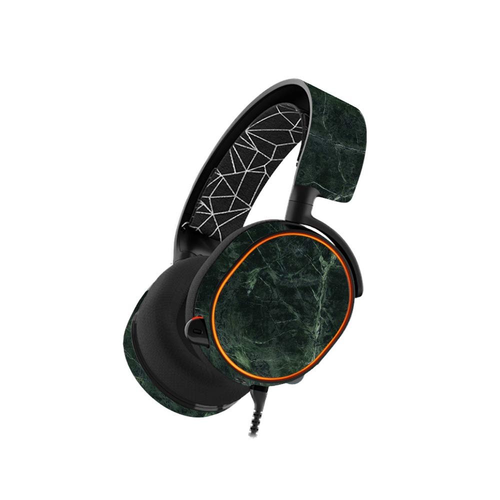 MightySkins Skin Compatible with SteelSeries Arctis 5 Gaming Headset - Green Marble | Protective, Durable, and Unique Vinyl wrap Cover | Easy to Apply, Remove, and Change Styles | Made in The USA