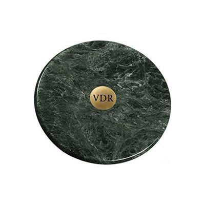 Indiana Metal Craft Personalized Marble Fab Coaster with Nickel Silver or Brass Emblem (Brass)
