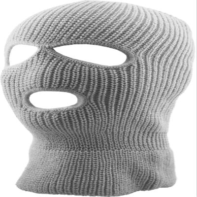 KBETHOS KBH-16 LGY Three Hole Mask Winter Knit Ski Hat Ribbed Beanie Balaclava Light Gray